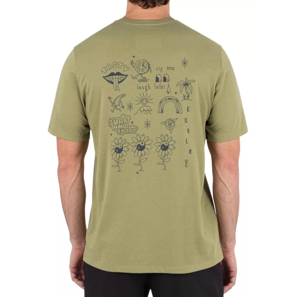 NWT Hurley Explore T-Shirt Men's XL Green Cotton Blend Graphic  UPF 30